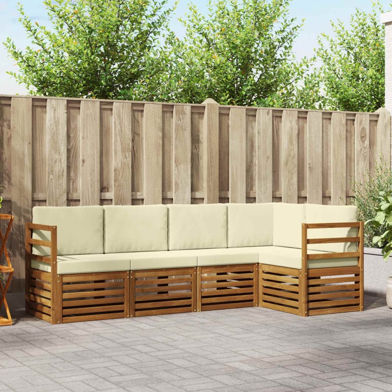 Ensemble de canapé d'angle avec coussin 5 pcs Naturel et Crème 565711565711