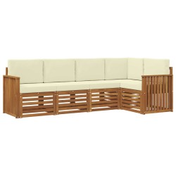 Ensemble de canapé d'angle avec coussin 5 pcs Naturel et Crème 565715565715