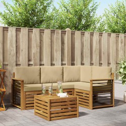 Ensemble de canapés d'extérieur 5 pcs Naturel et Beige 565722565722