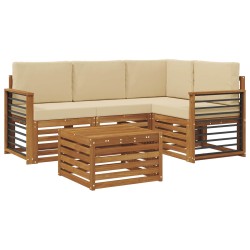 Ensemble de canapés d'extérieur 5 pcs Naturel et Beige 565722565722