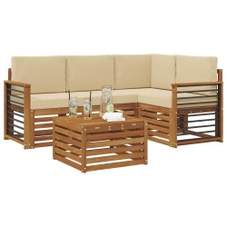 Ensemble de canapés d'extérieur 5 pcs Naturel et Beige 565722565722