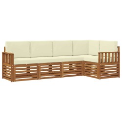 Ensemble de canapé d'angle avec coussin 5 pcs Naturel et Crème 565724565724