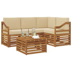 Ensemble de canapés d'extérieur 5 pcs Naturel et Beige 565727565727