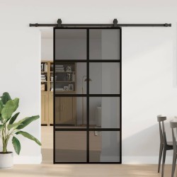 Porte coulissante avec kit de quincaillerie noir 102,5x205 cm 565732565732