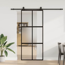 Porte coulissante avec kit de quincaillerie noir 90x205 cm 565733565733