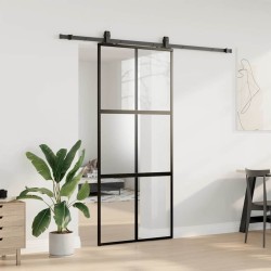Porte coulissante avec kit de quincaillerie noir 90x205 cm 565733565733