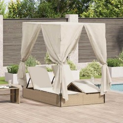 Transat double Réglable Beige 205 x 129 x 200 cm polyrotin 565745565745