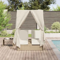 Transat double Réglable Beige 205 x 129 x 200 cm polyrotin 565745565745