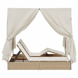 Transat double Réglable Beige 205 x 129 x 200 cm polyrotin 565745565745
