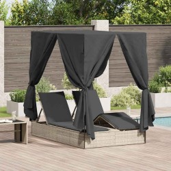 Transat double Réglable Gris clair 205 x 129 x 200 cm polyrotin 565756565756