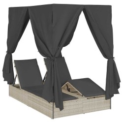 Transat double Réglable Gris clair 205 x 129 x 200 cm polyrotin 565756565756