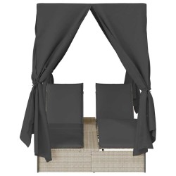 Transat double Réglable Gris clair 205 x 129 x 200 cm polyrotin 565756565756