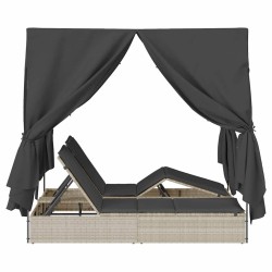 Transat double Réglable Gris clair 205 x 129 x 200 cm polyrotin 565756565756