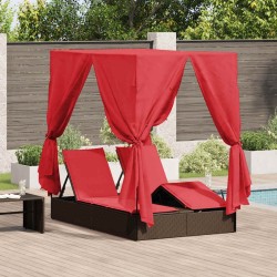 Transat double Réglable Rouge 205 x 129 x 200 cm polyrotin 565757565757