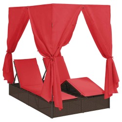 Transat double Réglable Rouge 205 x 129 x 200 cm polyrotin 565757565757