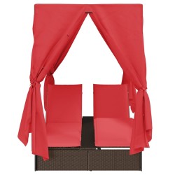 Transat double Réglable Rouge 205 x 129 x 200 cm polyrotin 565757565757