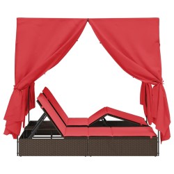Transat double Réglable Rouge 205 x 129 x 200 cm polyrotin 565757565757