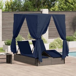 Transat double Réglable Noir 205 x 129 x 200 cm polyrotin 565758565758