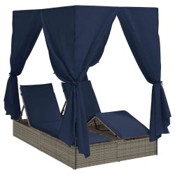 Transat double Réglable Noir 205 x 129 x 200 cm polyrotin 565758565758