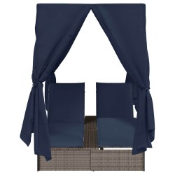 Transat double Réglable Noir 205 x 129 x 200 cm polyrotin 565758565758