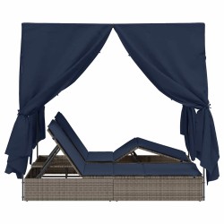Transat double Réglable Noir 205 x 129 x 200 cm polyrotin 565758565758
