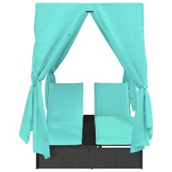 Transat double Réglable Turquoise 205 x 129 x 200 cm polyrotin 565760565760