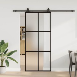 Porte coulissante avec kit de quincaillerie noir 90x205 cm 565763565763