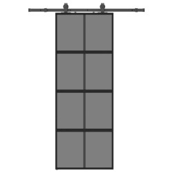 Porte coulissante kit quincaillerie noir 76x205 cm verre trempé 565767565767