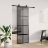 Porte coulissante kit quincaillerie noir 76x205 cm verre trempé 565767565767