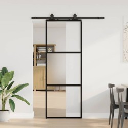 Porte coulissante kit quincaillerie noir 76x205 cm verre trempé 565768565768