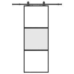 Porte coulissante kit quincaillerie noir 76x205 cm verre trempé 565768565768