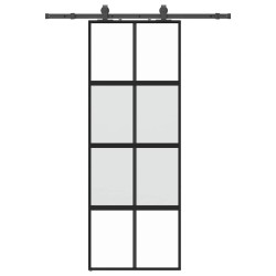 Porte coulissante kit quincaillerie noir 76x205 cm verre trempé 565773565773