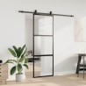 Porte coulissante kit quincaillerie noir 76x205 cm verre trempé 565777565777