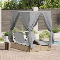 Transat double Réglable Gris 205 x 129 x 200 cm polyrotin 565784565784