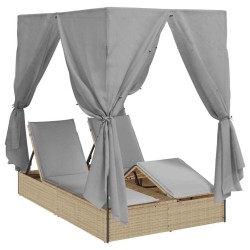 Transat double Réglable Gris 205 x 129 x 200 cm polyrotin 565784565784