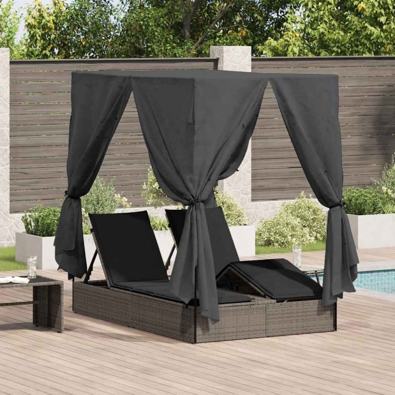 Transat double Réglable Gris 205 x 129 x 200 cm polyrotin 565785565785