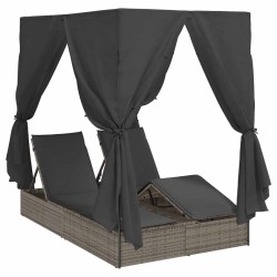 Transat double Réglable Gris 205 x 129 x 200 cm polyrotin 565785565785