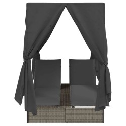 Transat double Réglable Gris 205 x 129 x 200 cm polyrotin 565785565785