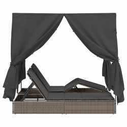 Transat double Réglable Gris 205 x 129 x 200 cm polyrotin 565785565785