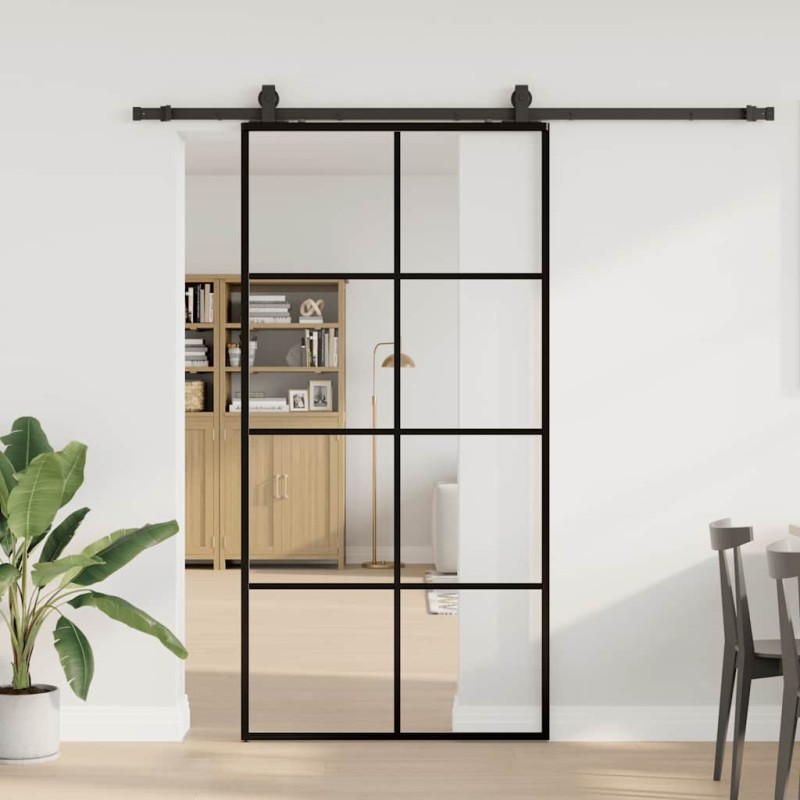 Porte coulissante kit de quincaillerie noir 102,5x205 cm 565786565786