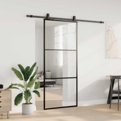 Porte coulissante kit de quincaillerie noir 90x205 cm verre ESG 565789565789