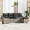 Ensemble de Canapés avec coussin 5 pcs Gris clair polyrotin 565793565793