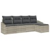 Ensemble de Canapés avec coussin 5 pcs Gris clair polyrotin 565793565793