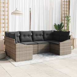 Ensemble de canapé de jardin avec stockage 6 pcs Gris polyrotin 565795565795