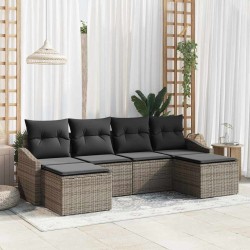 Ensemble de salle à manger pour jardin avec coussin 6 pcs Gris 565797565797