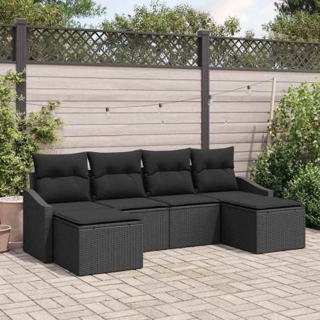 Ensemble de salle à manger pour jardin avec coussin 6 pcs Noir 565799565799