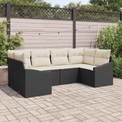 Ensemble de canapé de jardin 6 pcs Noir et Crème polyrotin 565800565800