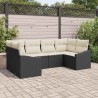Ensemble de canapé de jardin 6 pcs Noir et Crème polyrotin 565800565800