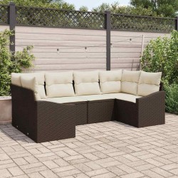 Ensemble de canapé de jardin 6 pcs Marron et Crème polyrotin 565801565801