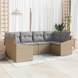 Ensemble de canapé de jardin 6 pcs Beige et Gris clair 565802565802